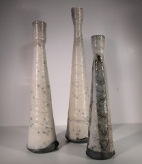 Tre rakubrændte keramiske flasker, Inger Bruhn